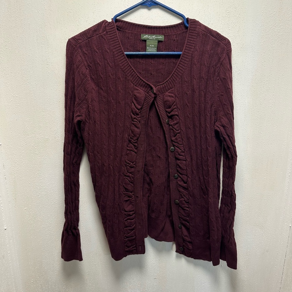 Eddie Bauer Women's Maroon Cardigan Sweater